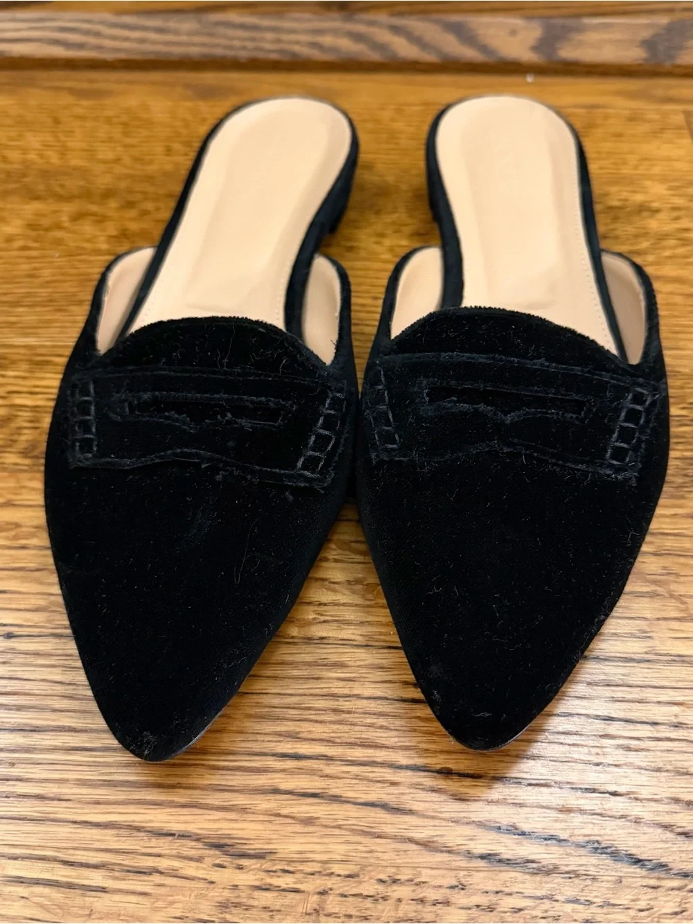 J. Crew Black Velvet Loafer Mules 9.5US